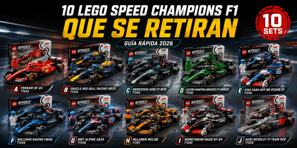 10 sets LEGO Speed Champions de Fórmula 1 previstos para retirarse en 2026