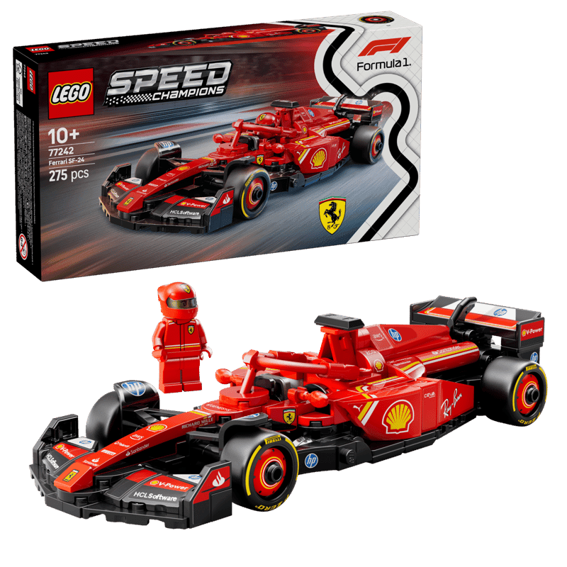 LEGO Speed Champions Ferrari SF-24 77242 con caja, monoplaza y minifigura de piloto Ferrari