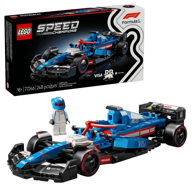LEGO Speed Champions Visa Cash App RB VCARB 01 77246 con caja, monoplaza y minifigura