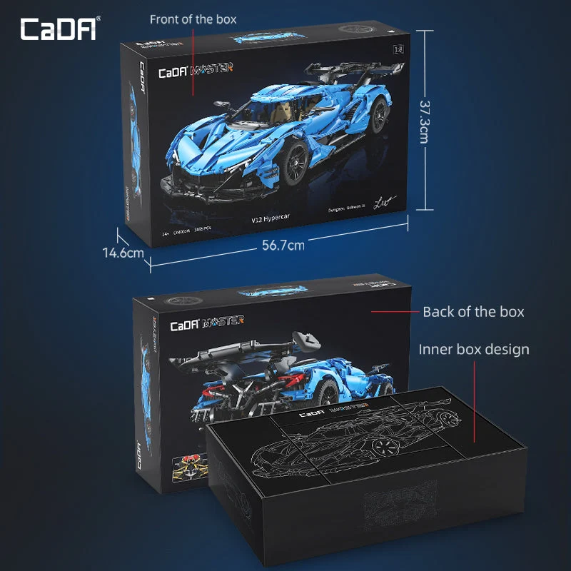Caja del CaDA Master V12 Hypercar C64003W a escala 1:8
