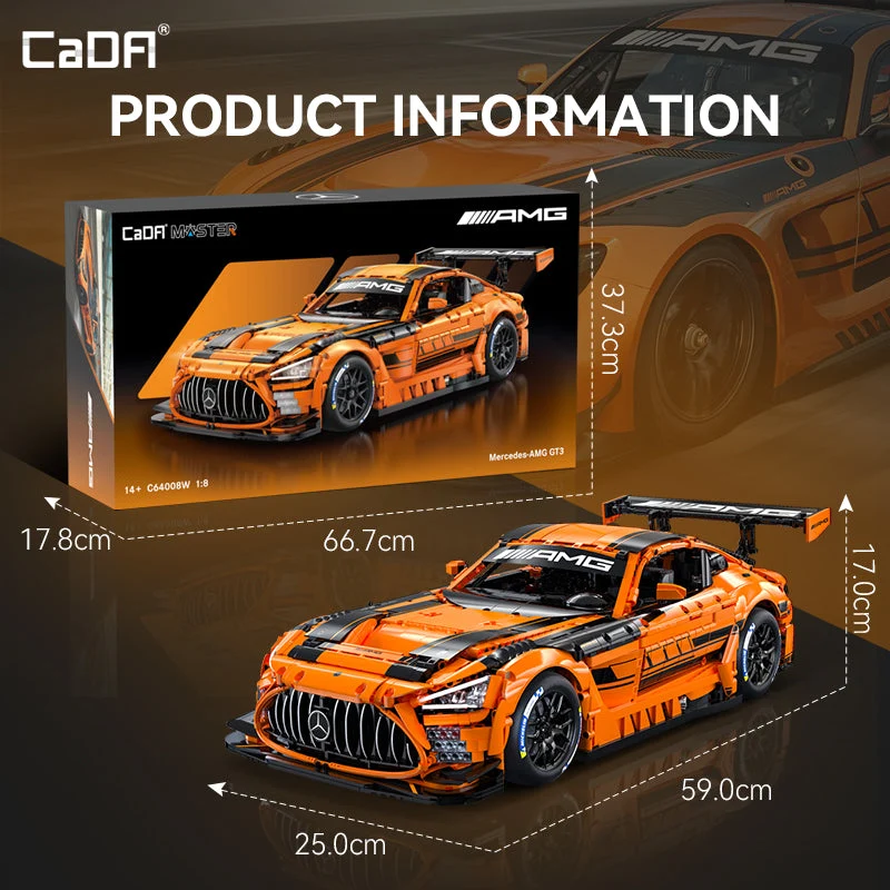 CaDA Mercedes-AMG GT3 C64008W con caja y modelo a escala 1:8