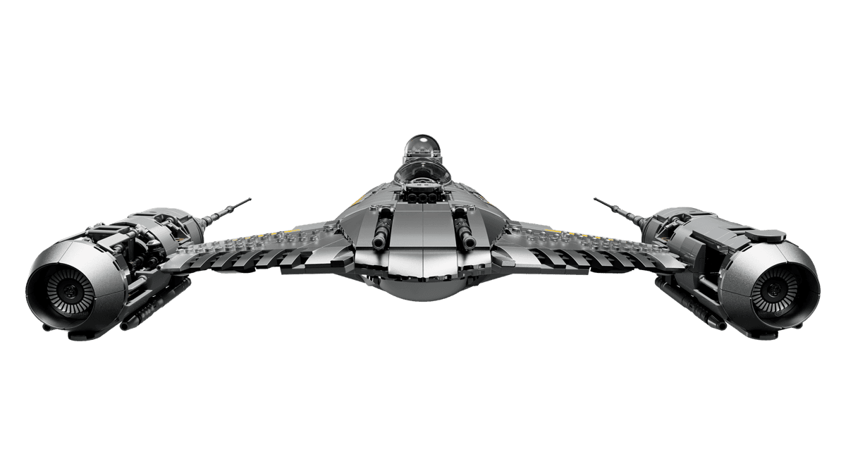 Vista frontal del LEGO Star Wars UCS 75442 Caza Estelar N-1 del Mandaloriano