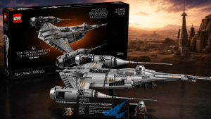 LEGO Star Wars UCS 75442 Caza Estelar N-1 del Mandaloriano con caja y modelo sobre soporte