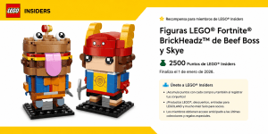 Recompensa física de LEGO Insiders con figuras Fortnite BrickHeadz como ejemplo del nuevo sistema de canje