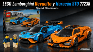 LEGO Lamborghini Revuelto y Huracán STO 77238 de Speed Champions con caja, dos coches y dos minifiguras
