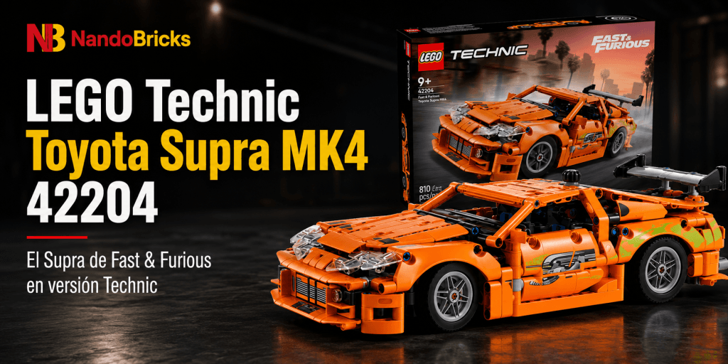 LEGO Technic Toyota Supra MK4 42204 de Fast & Furious con caja y modelo naranja