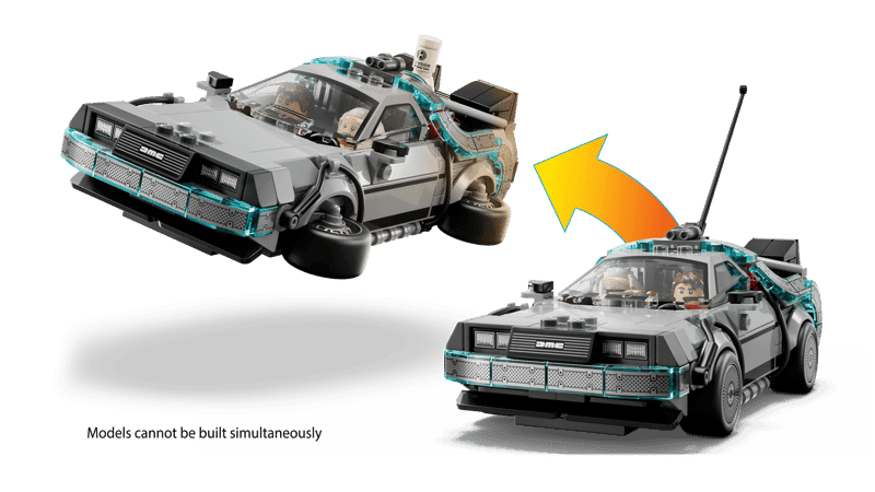 Dos configuraciones del LEGO Máquina del Tiempo de Regreso al Futuro 77256