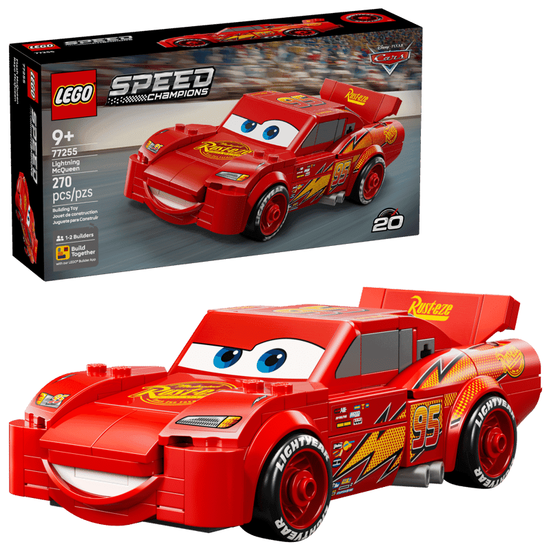 Caja y modelo LEGO Rayo McQueen 77255 de Speed Champions
