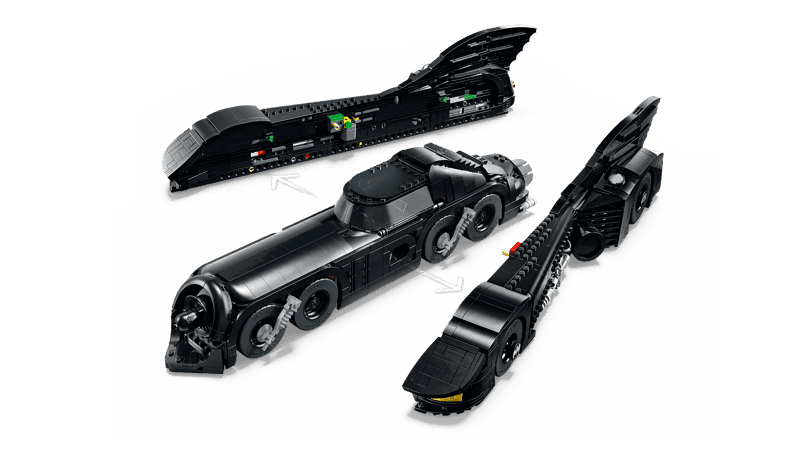 Transformación Batmissile del LEGO Batmóvil 76355 con los laterales separados