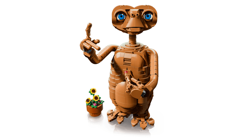 LEGO Ideas E.T. 21370 acompañado por la maceta de flores incluida
