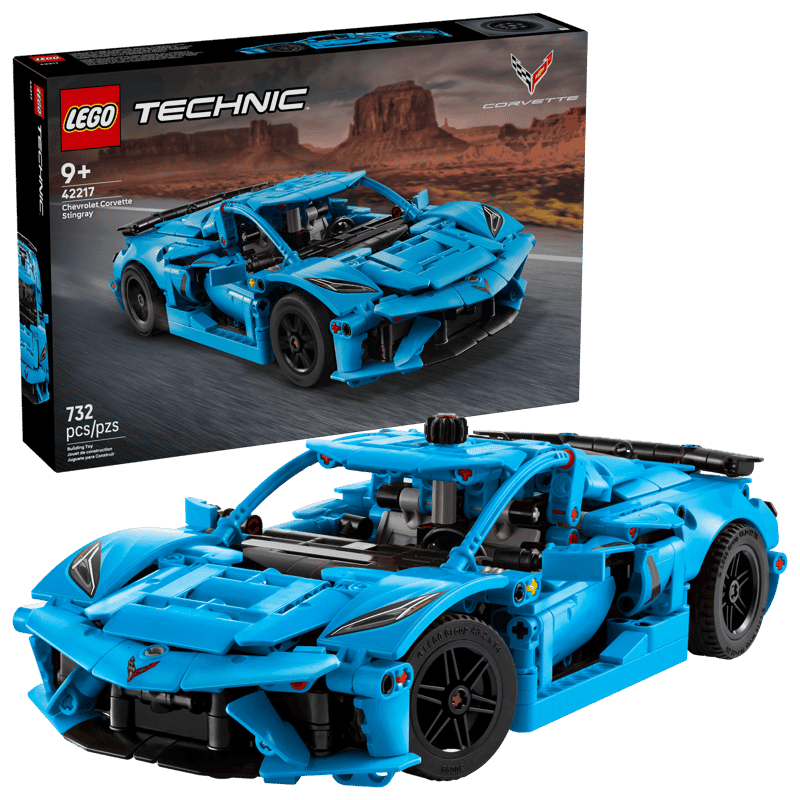 LEGO Technic 42217 Chevrolet Corvette Stingray Azul con caja y modelo construido