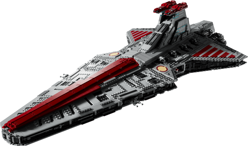 Vista superior en perspectiva del LEGO Star Wars UCS 75367 Venator