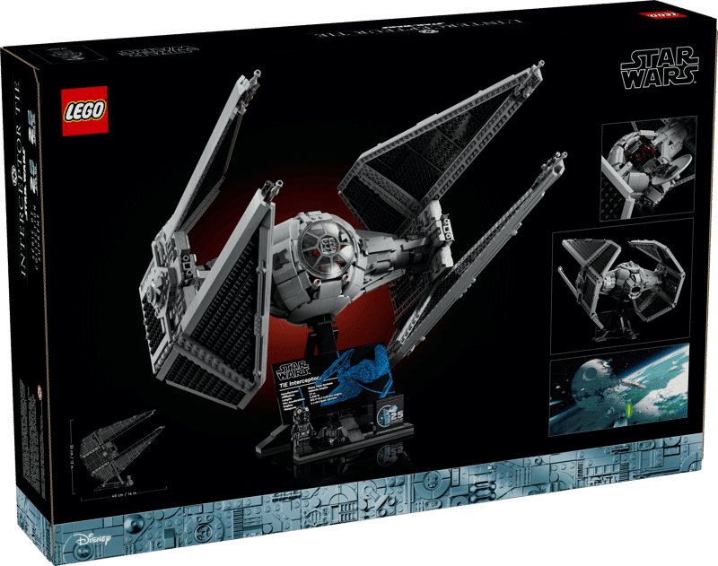 Parte trasera de la caja del LEGO Star Wars UCS 75382 Interceptor TIE
