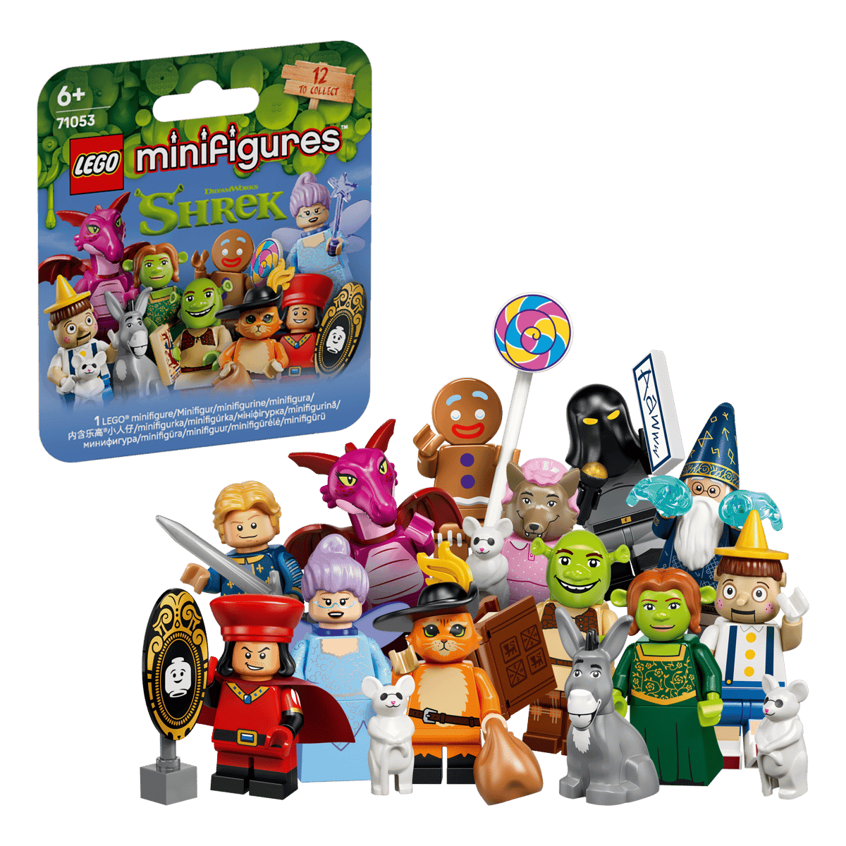 Jengi junto a las minifiguras de la serie LEGO Shrek 71053