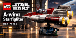 LEGO Star Wars UCS A-wing Starfighter 75275 con soporte de exposición y minifigura piloto