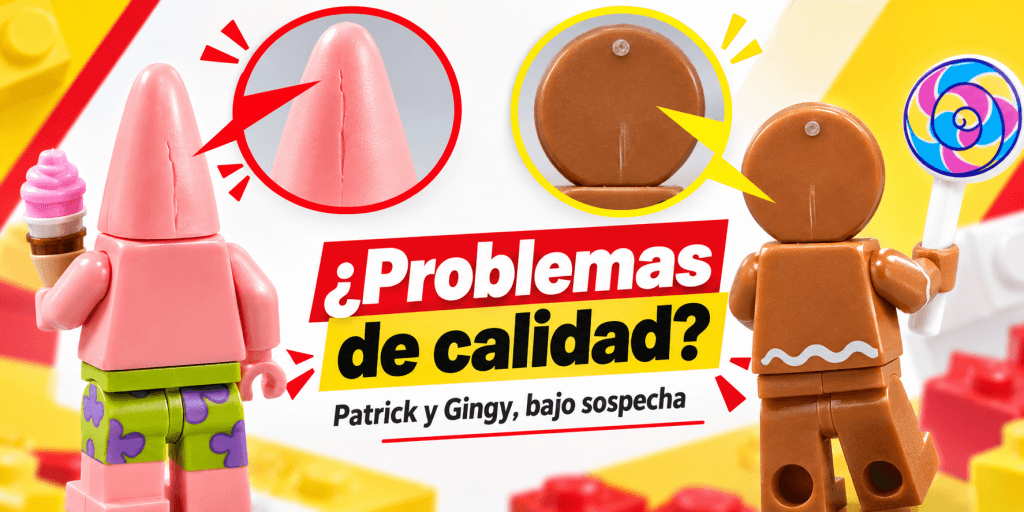 Imagen ilustrativa sobre posibles grietas y marcas de tensión en las minifiguras LEGO de Patricio y Jengi