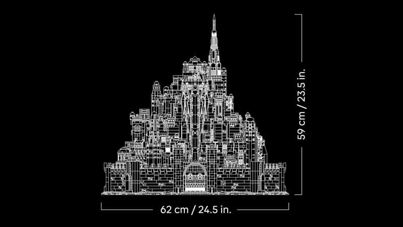 Dimensiones del modelo LEGO Minas Tirith 11377