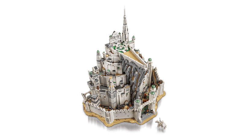 Vista en ángulo del modelo completo LEGO Minas Tirith 11377