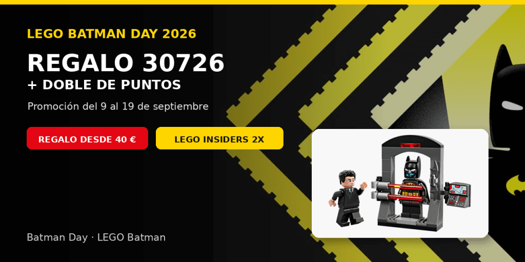 Imagen destacada de LEGO Batman Day 2026 con regalo 30726 y promoción de doble de puntos LEGO Insiders